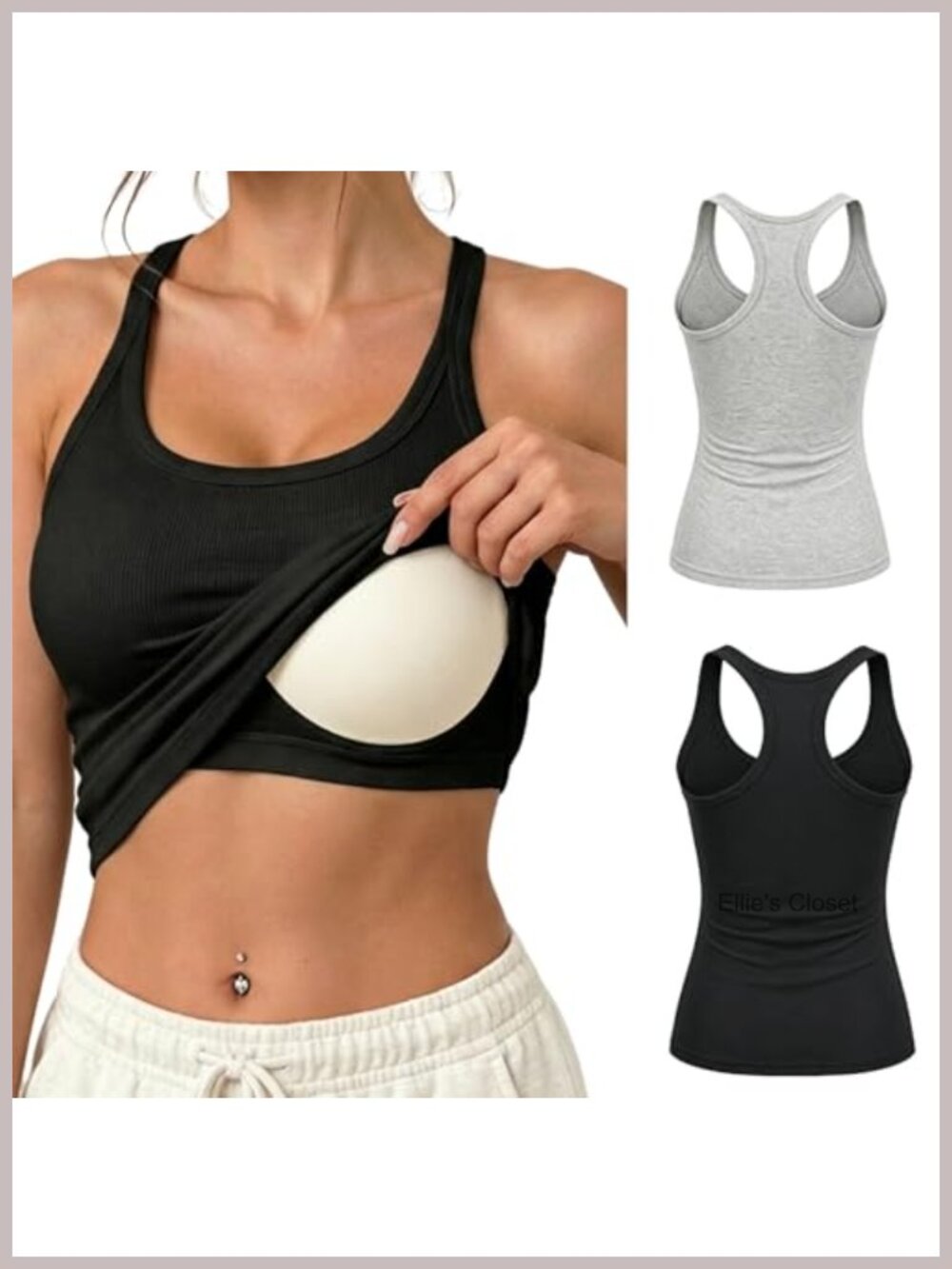 Women's Ribbed Tank Tops with Built in Bra, Sleeveless Racerback Yoga Workout